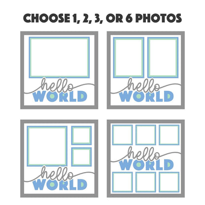 Hello World - 9 x 9 Inch photo Frame - 1, 2, 3 or 6 photos / Multi Colour