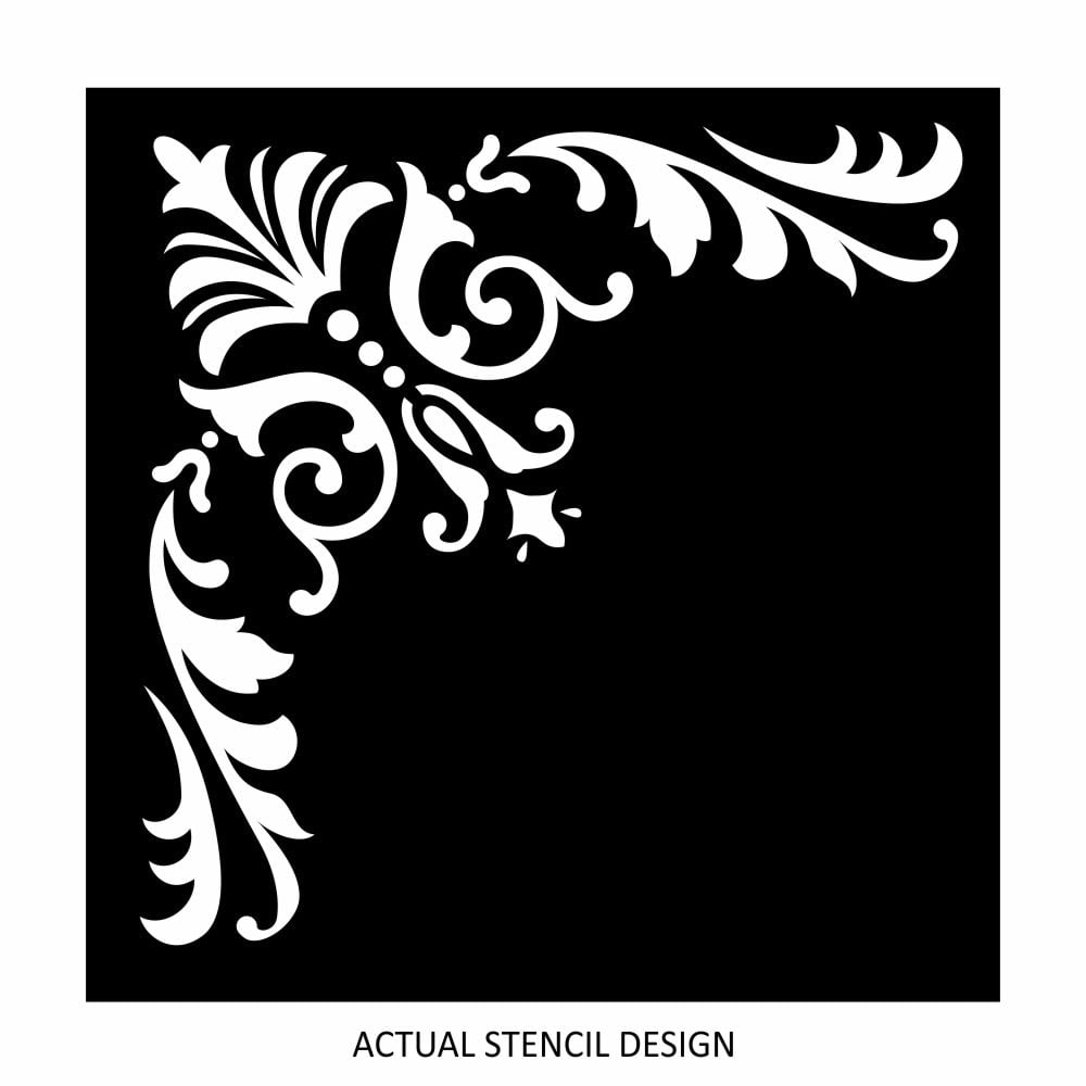 Classy Damask Corner Stencil