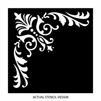 Classy Damask Corner Stencil