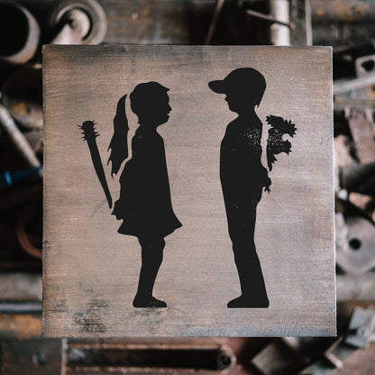 Girl Boy Banksy Stencil