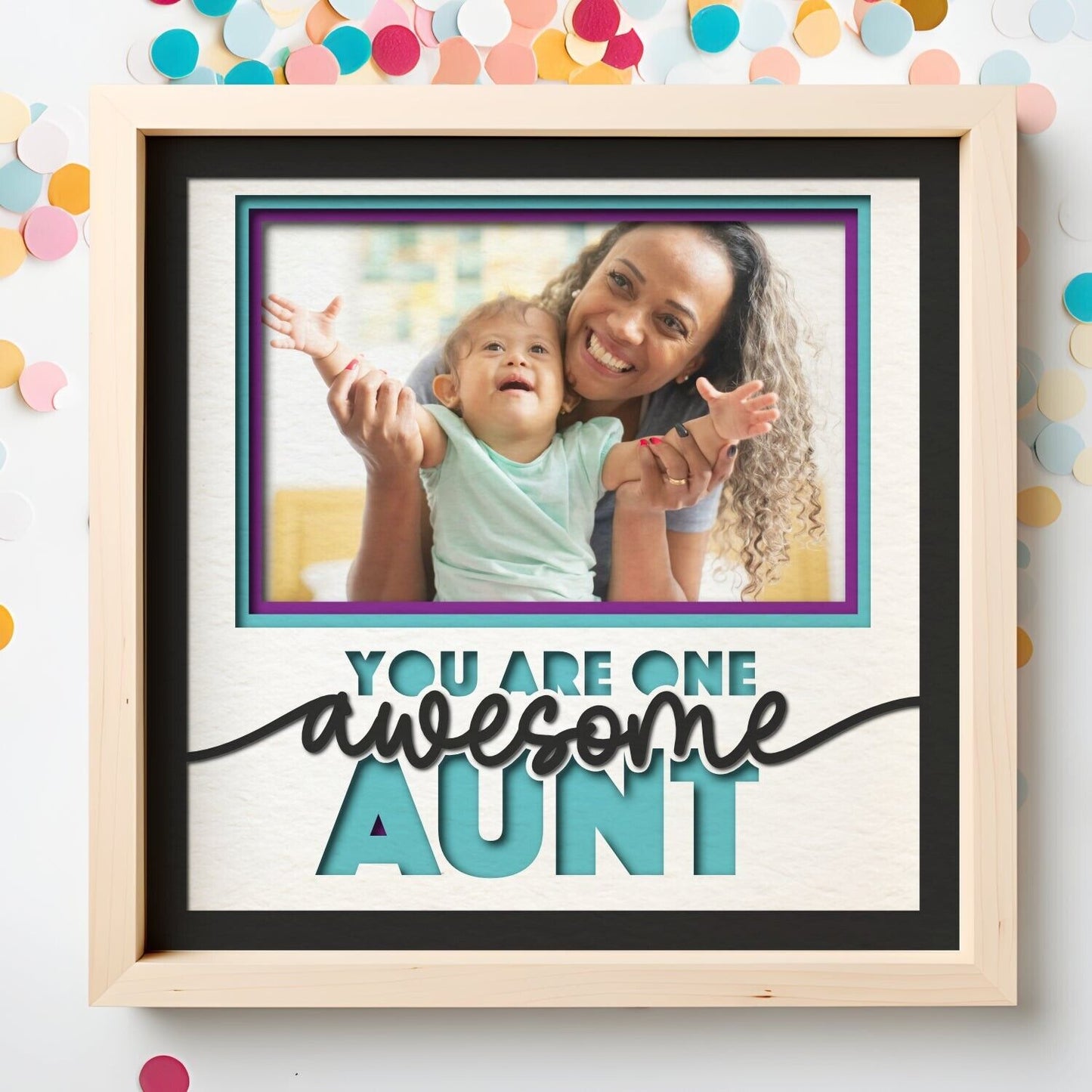 Awesome Aunt - 9 x 9 Inch photo Frame - 1, 2, 3 or 6 photos / Multi Colour