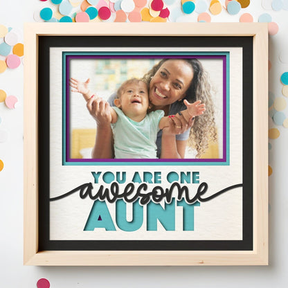 Awesome Aunt - 9 x 9 Inch photo Frame - 1, 2, 3 or 6 photos / Multi Colour