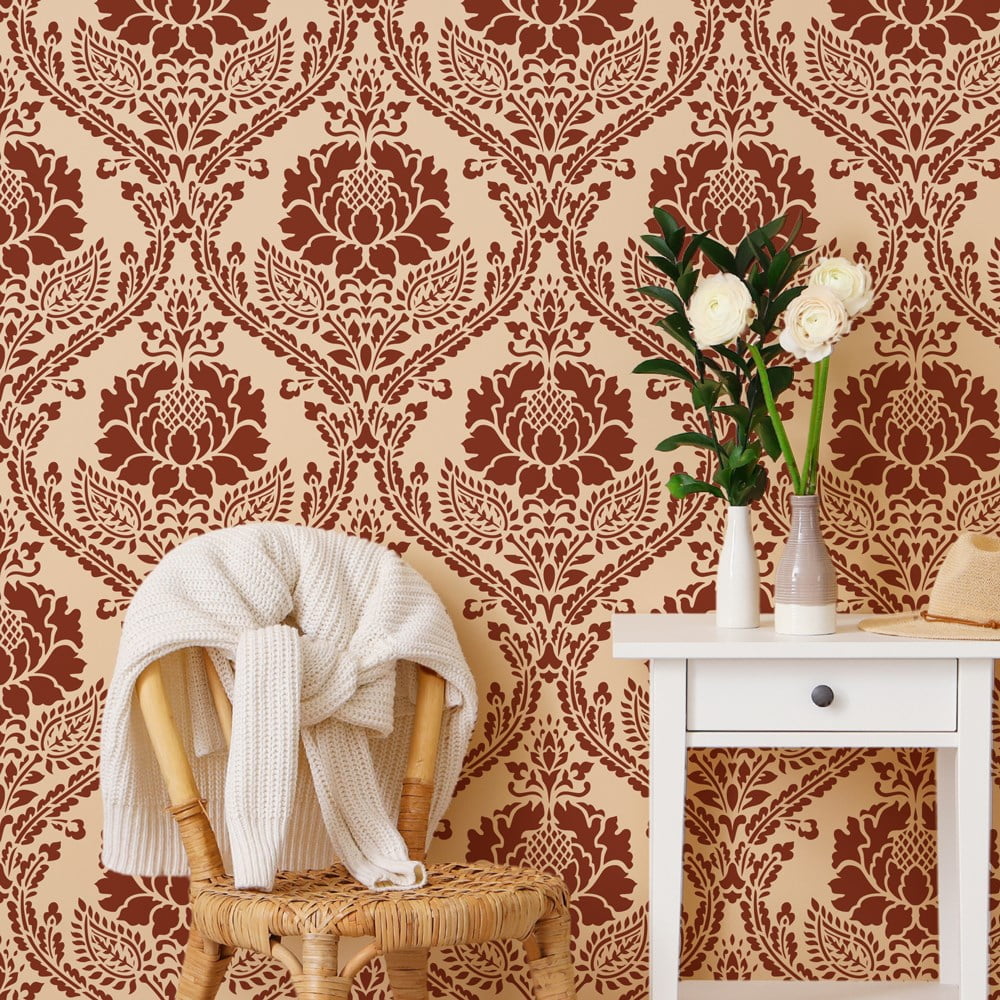 Enchanted Floral Damask Wall Stencil