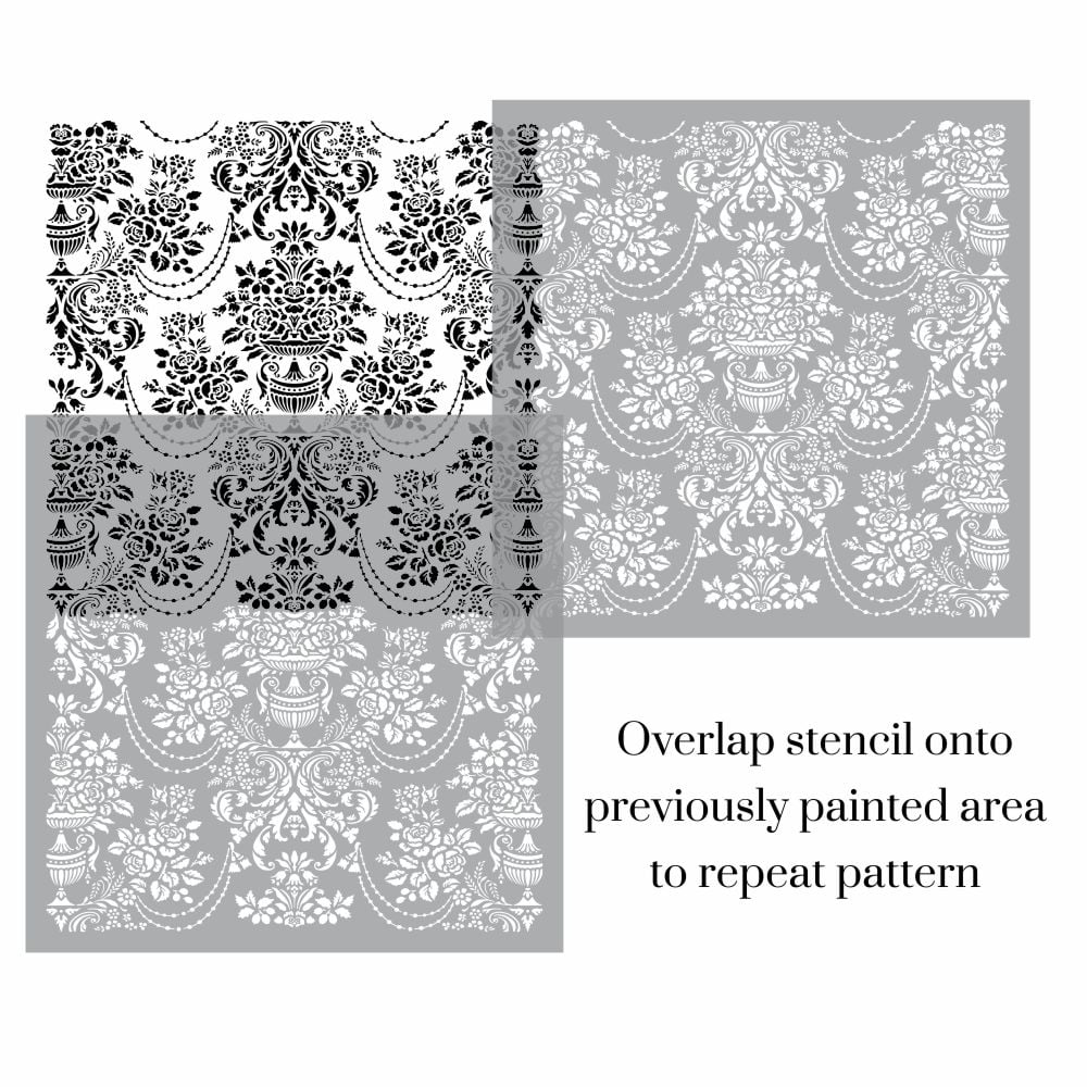 Draped Floral Damask Wallpaper Stencil