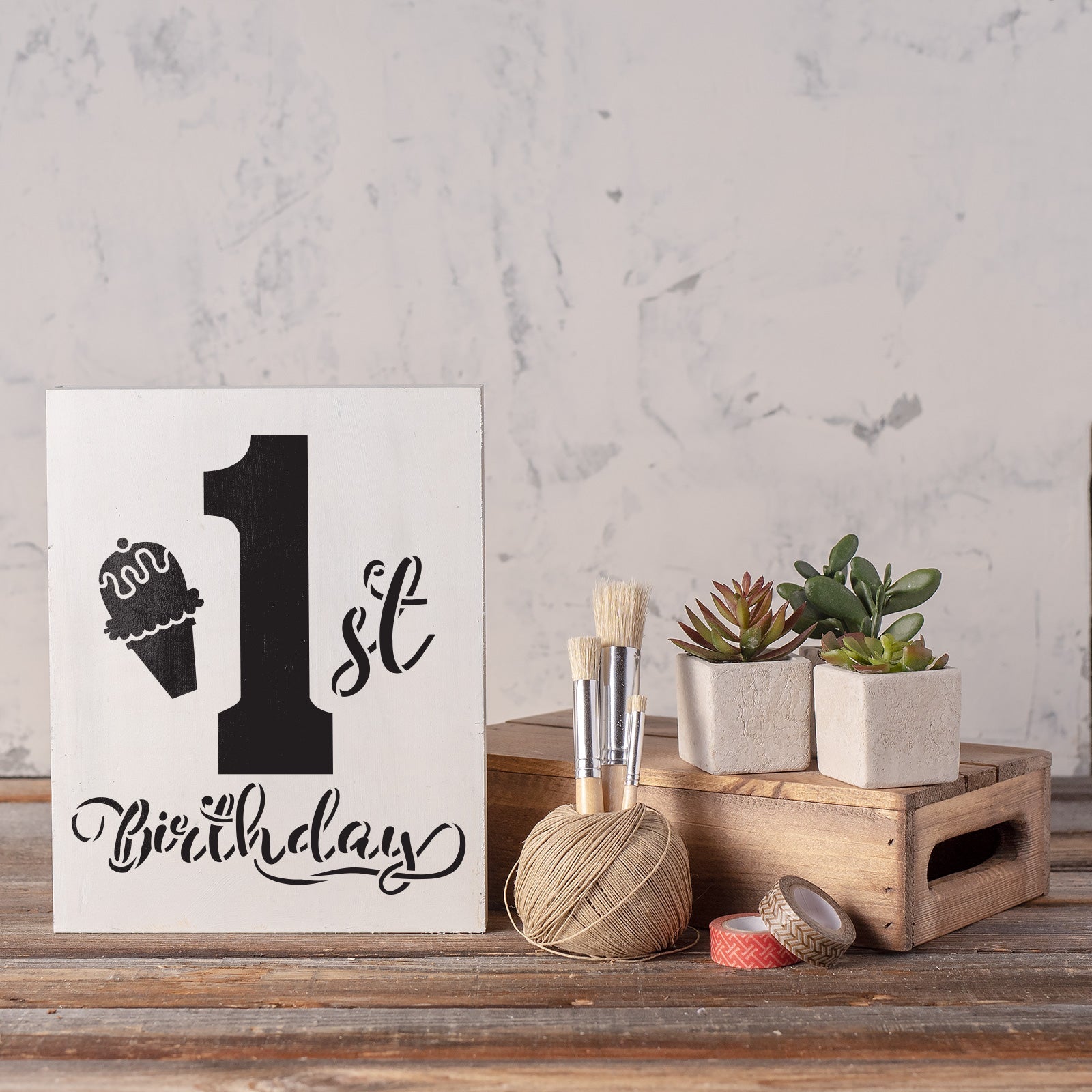 First Birthday Stencil