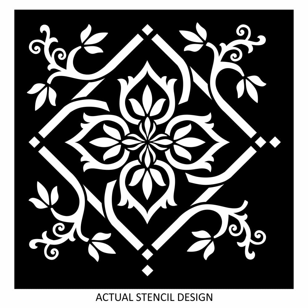 Priya Floral Tile Stencil