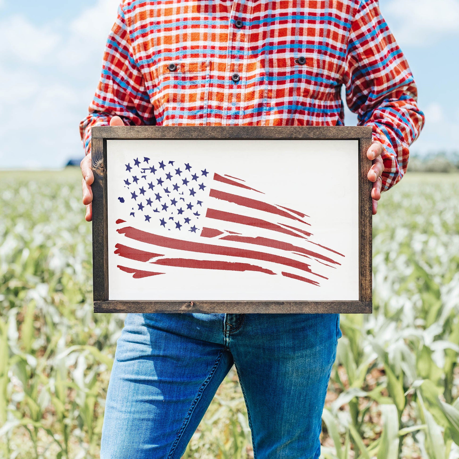 American Flag Rugged Stencil