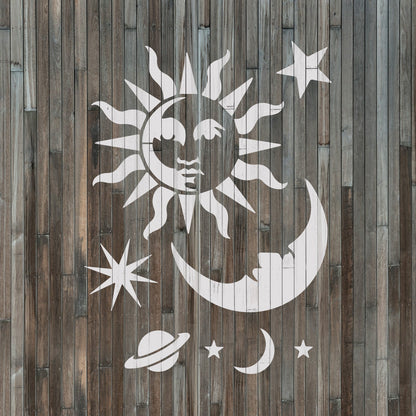 Celestial Sun and Moon Stencil