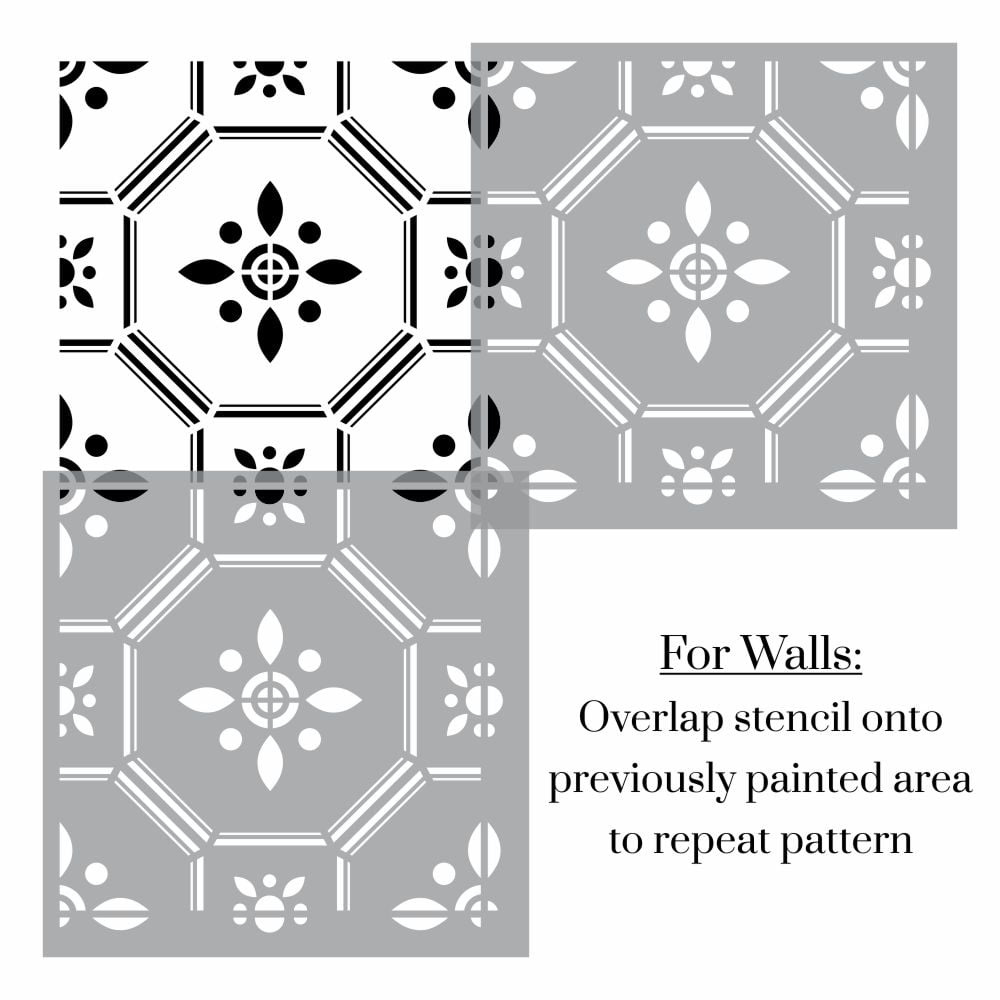 Floral Deco Tile Stencil