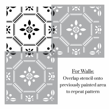 Floral Deco Tile Stencil