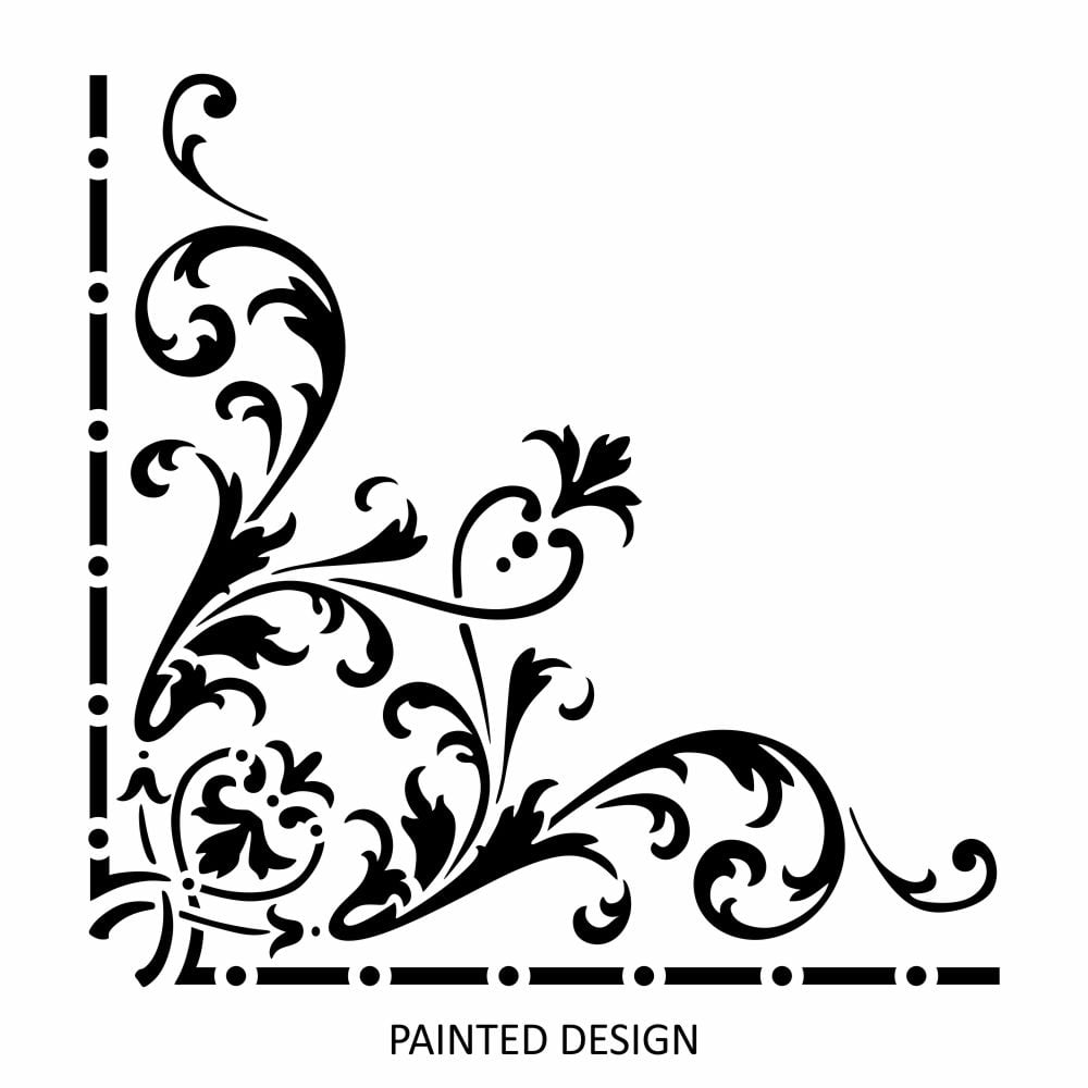 French Damask Corner Stencil