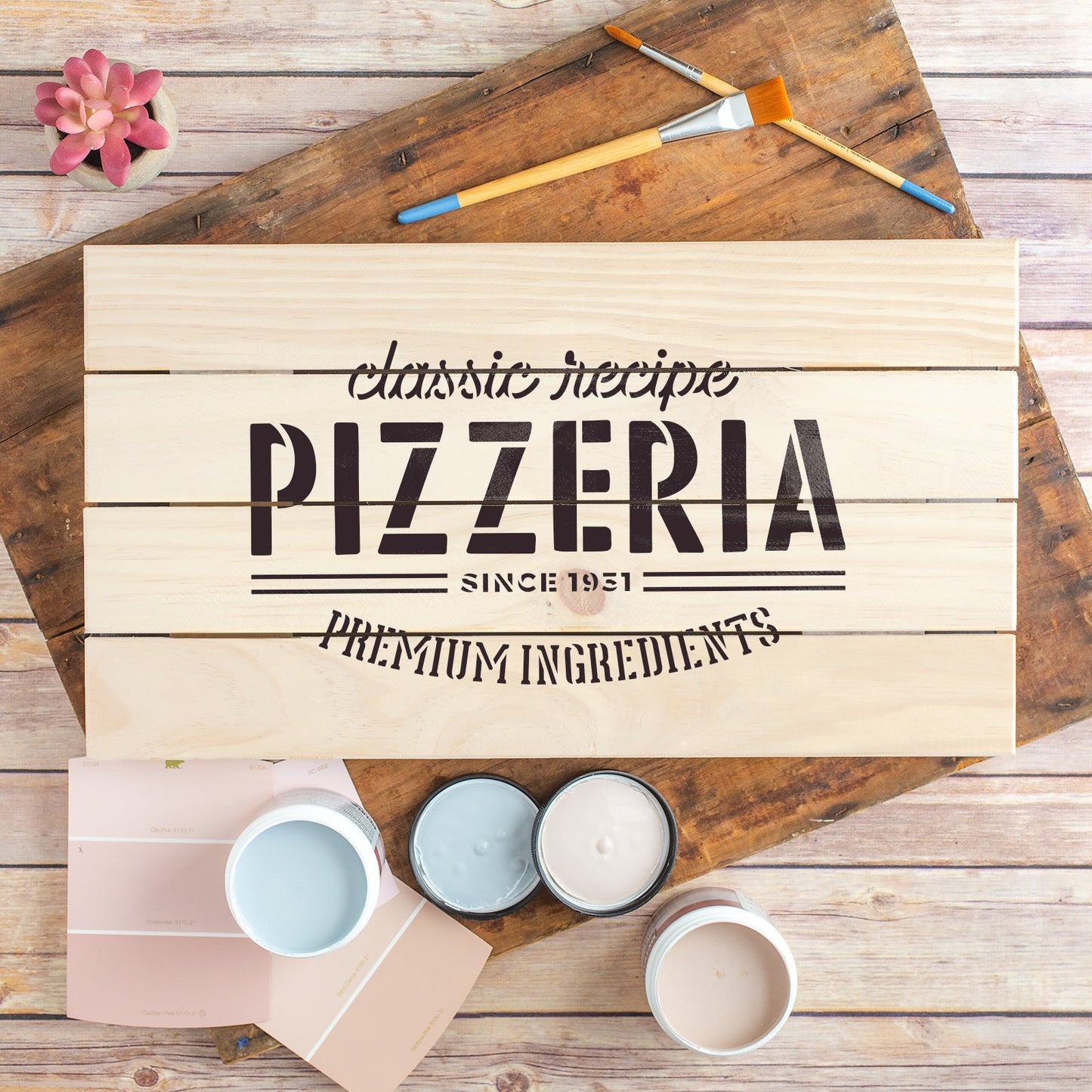 Rustic Vintage Pizzeria Stencil