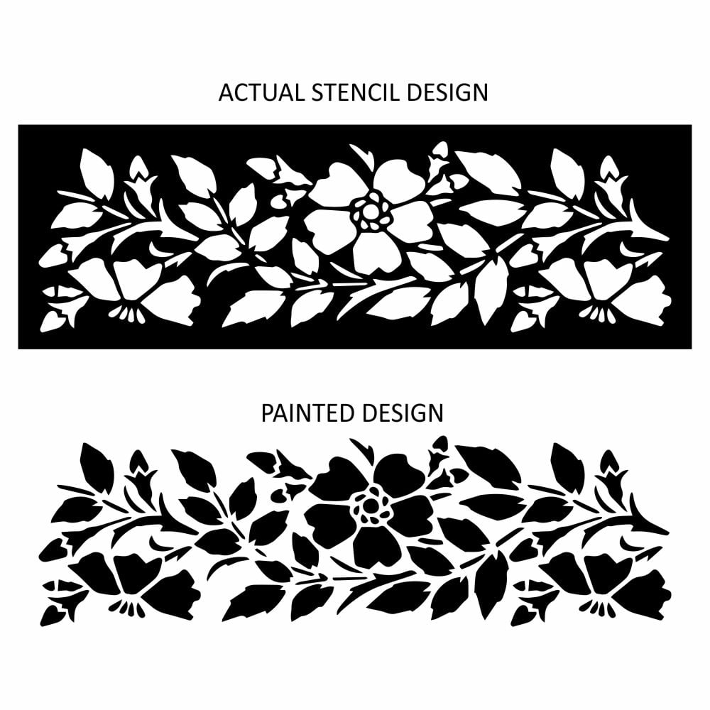 Aurora Floral Border Stencil