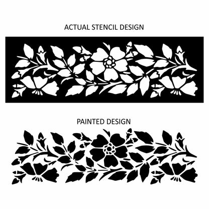 Aurora Floral Border Stencil