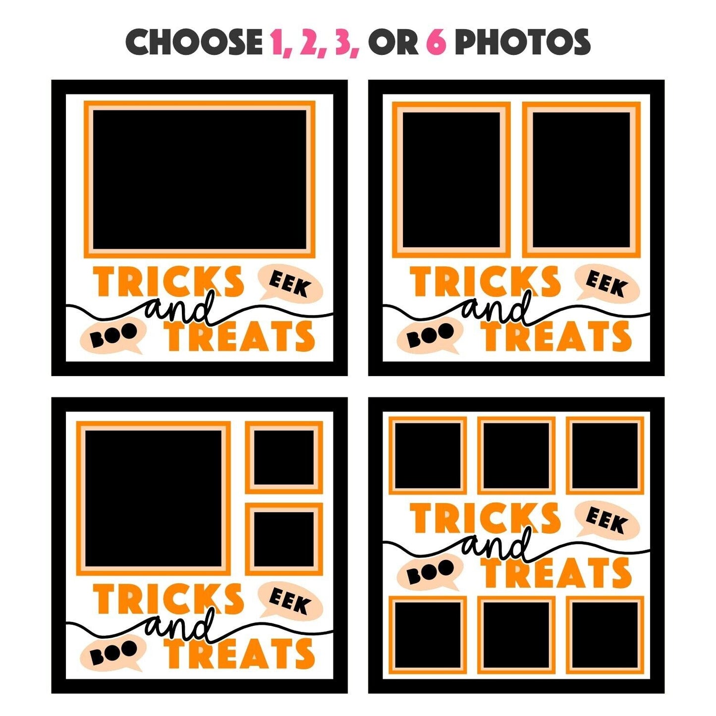 Trick and Treats - 9 x 9 Inch photo Frame - 1, 2, 3 or 6 photos / Multi Colour