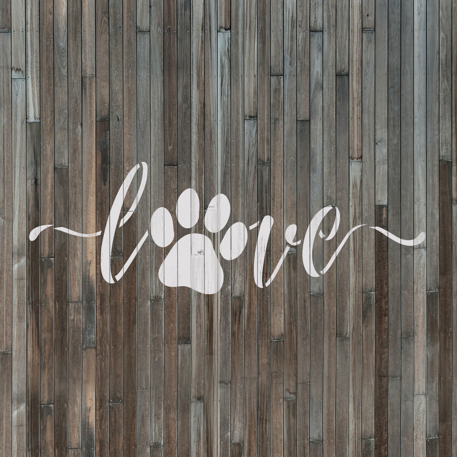 Love Paw Print Script Stencil