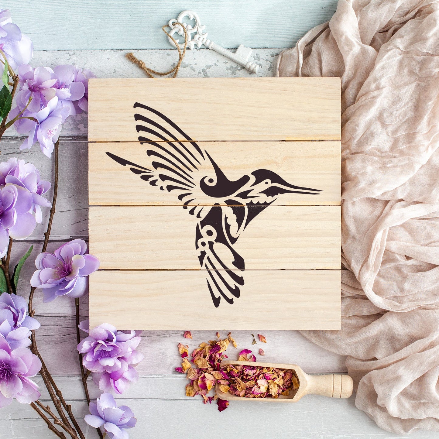 Hummingbird Deco Stencil