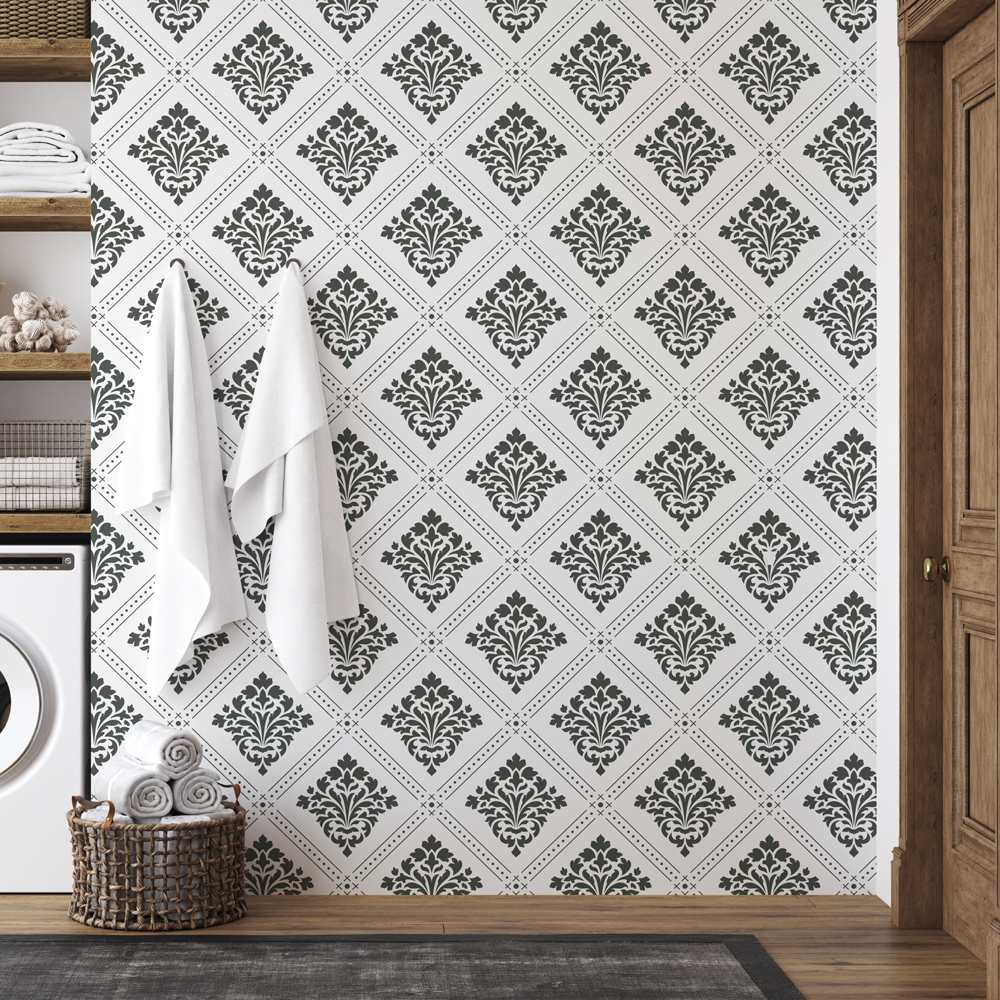 Florence Damask Diamond Wall Stencil