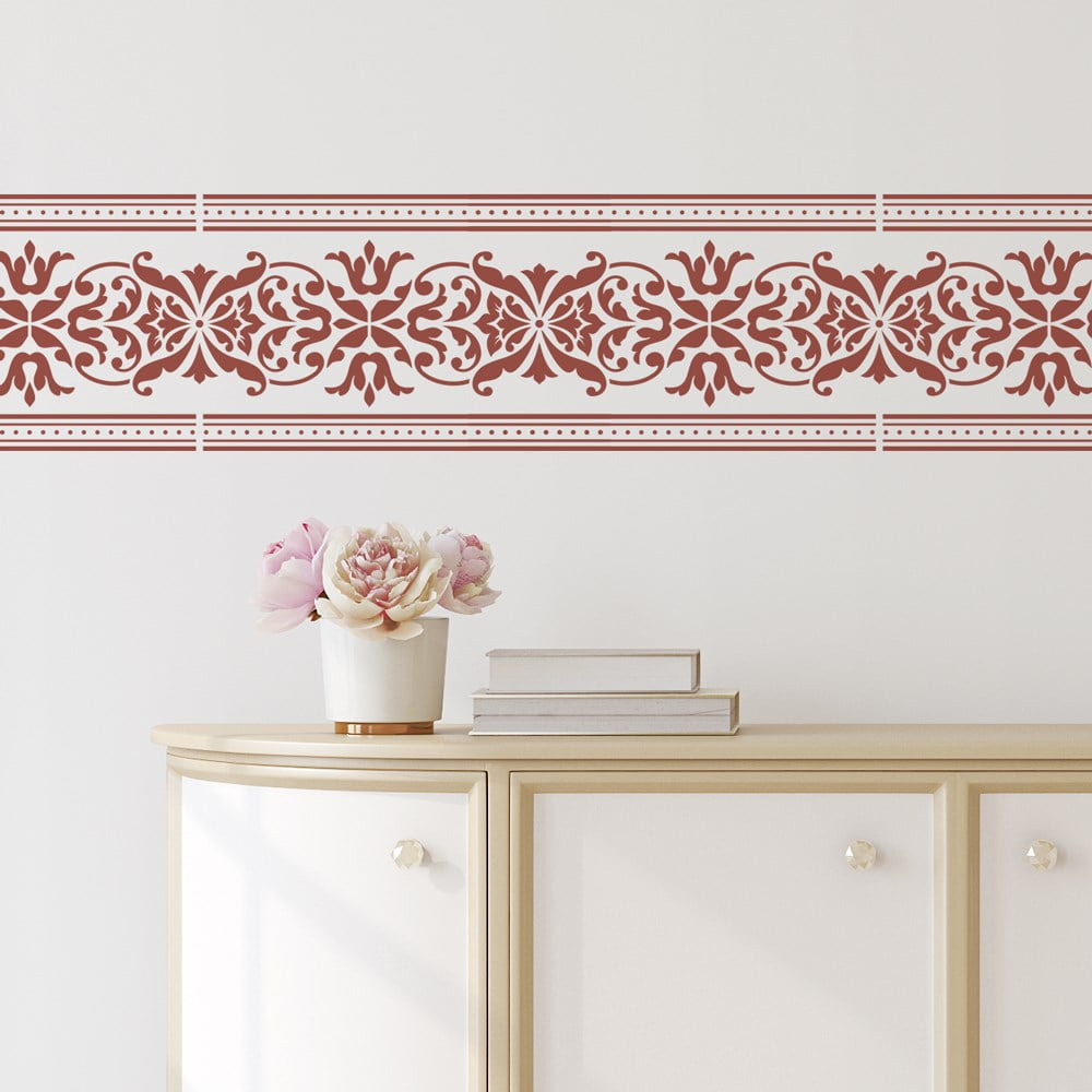 Rosa Damask Border Stencil