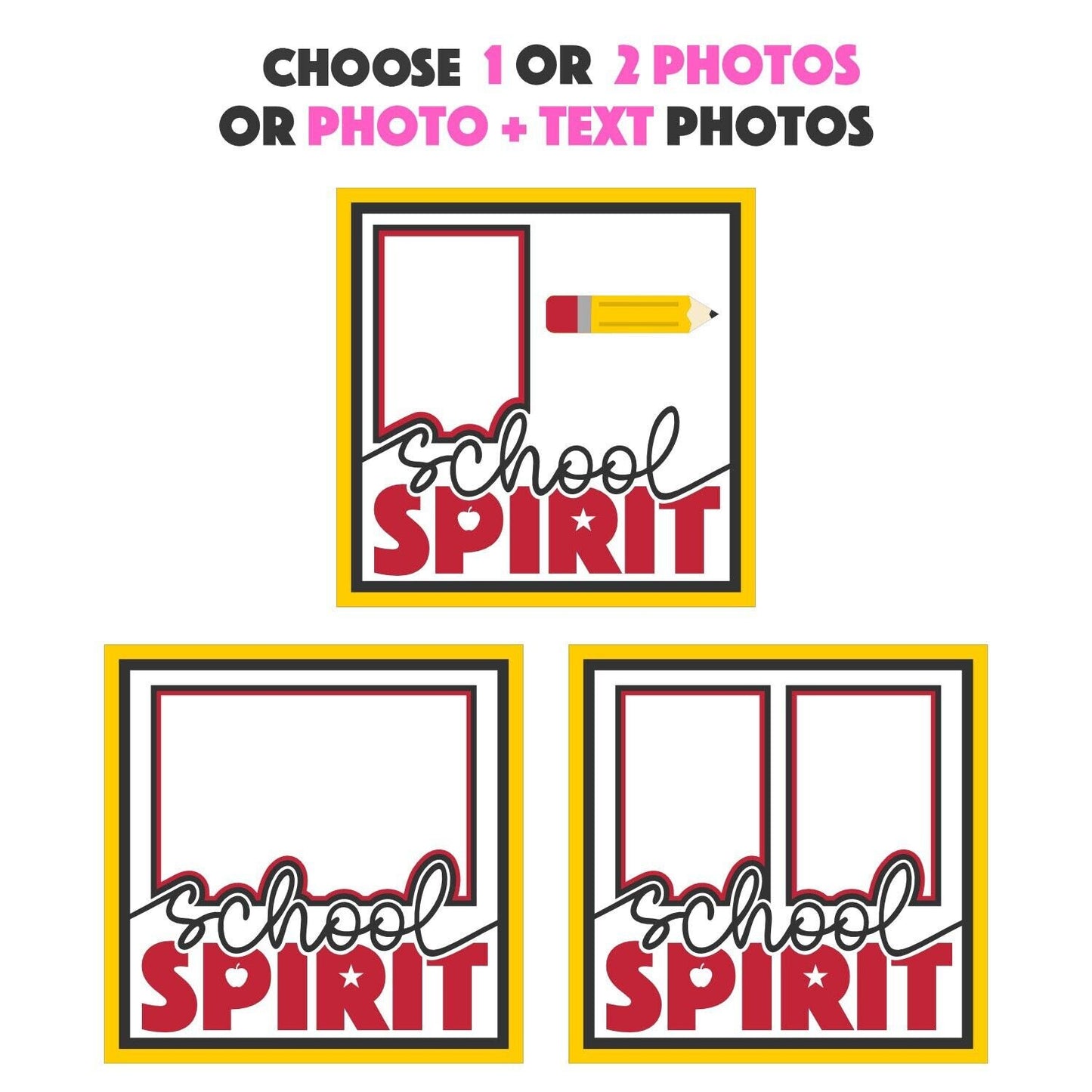 School Spirit - 9 x 9 Inch Photo Frame - 1, 2, 3 or 6 photos / Customisable