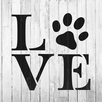 Love Paw Print Stencil