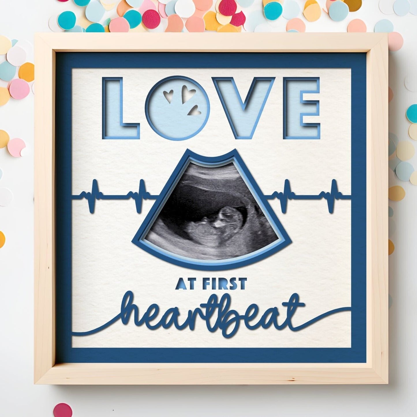 Love At First Heart Beat - 9 x 9 Inch photo Frame - Customizable