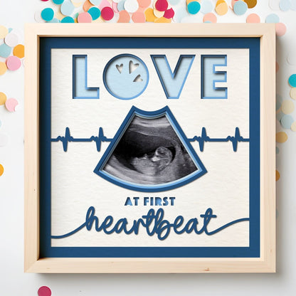 Love At First Heart Beat - 9 x 9 Inch photo Frame - Customizable