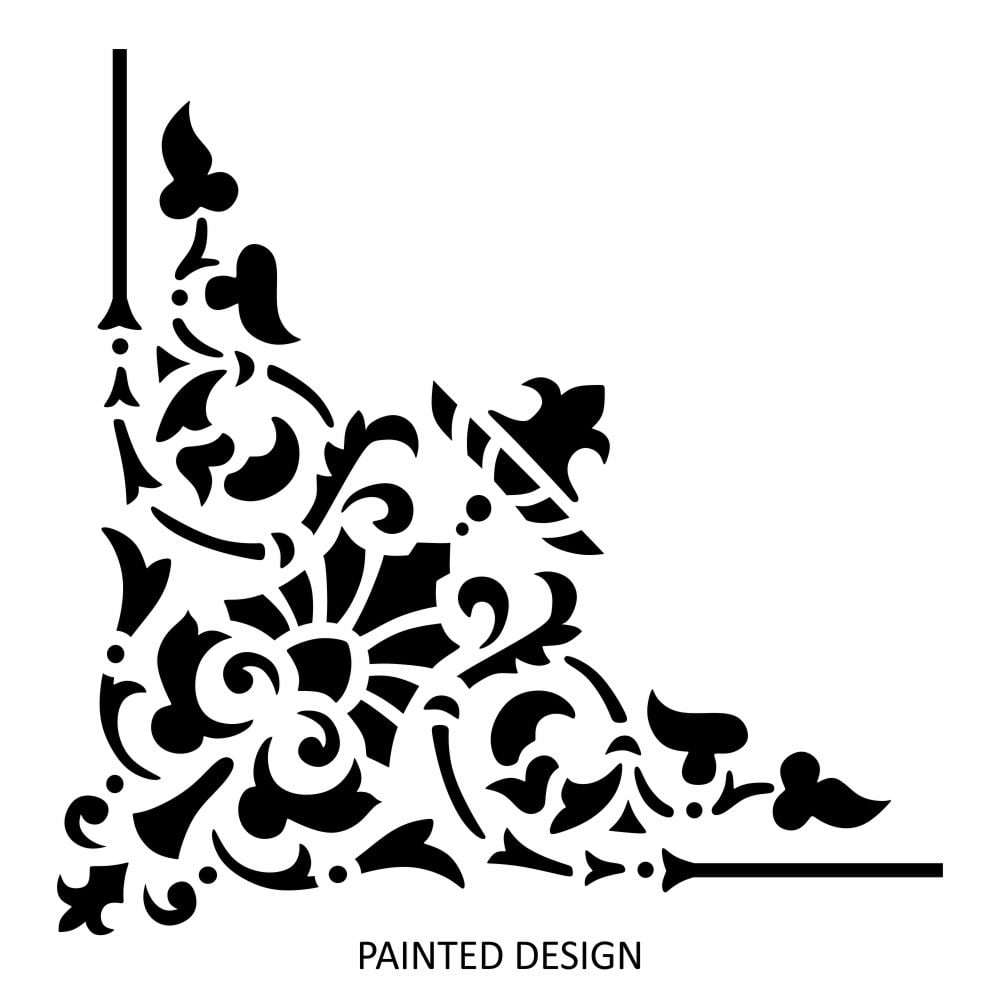 Henry Damask Corner Stencil