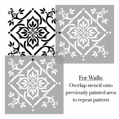 Priya Floral Tile Stencil