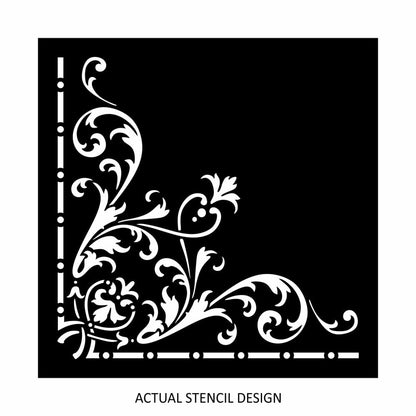 French Damask Corner Stencil