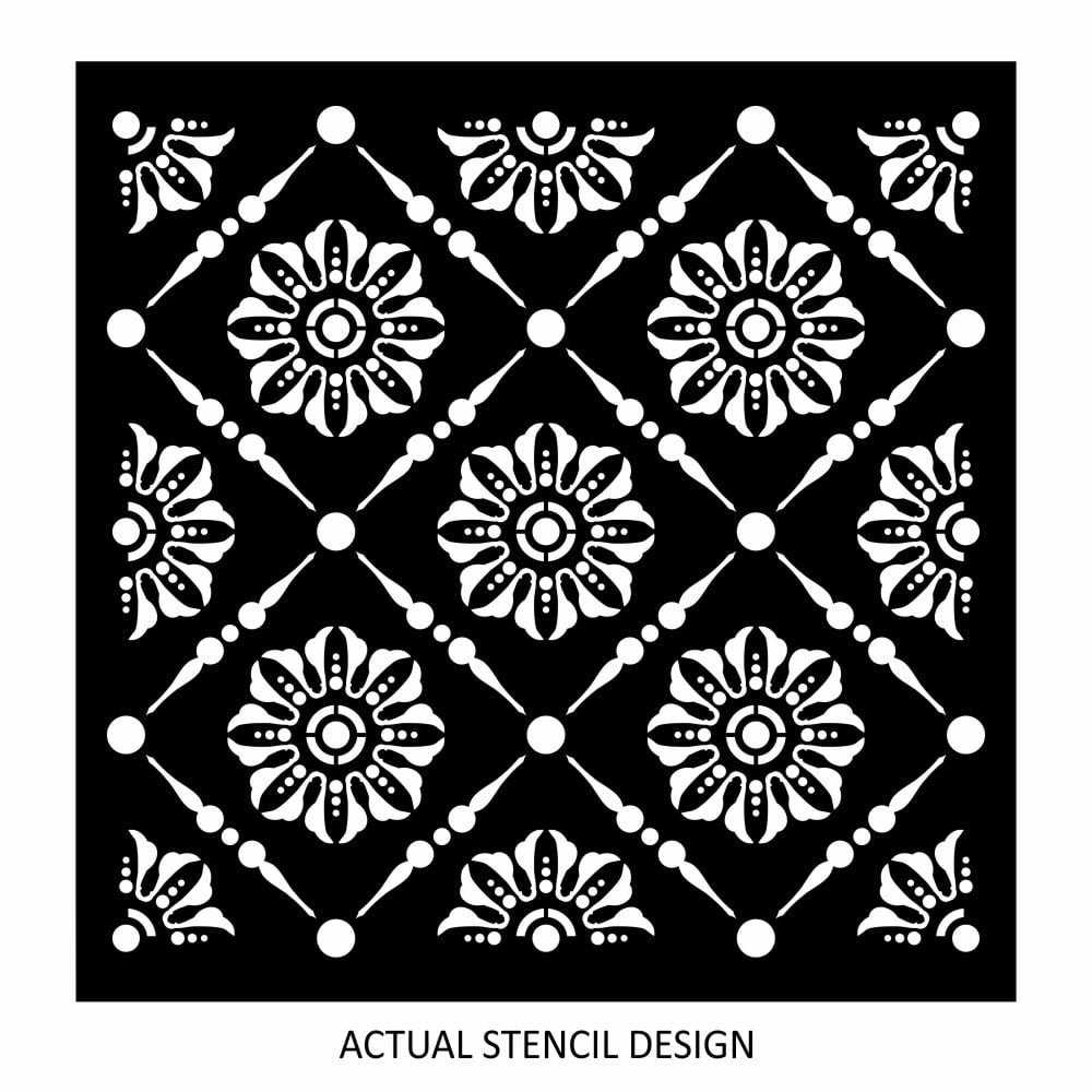 Malta Beaded Floral Wall Stencil