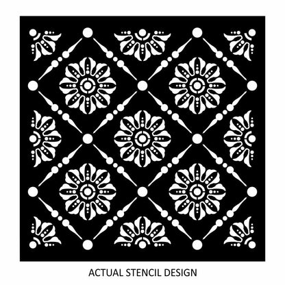 Malta Beaded Floral Wall Stencil