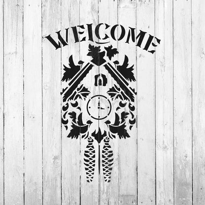 Cuckoo Clock Welcome Stencil