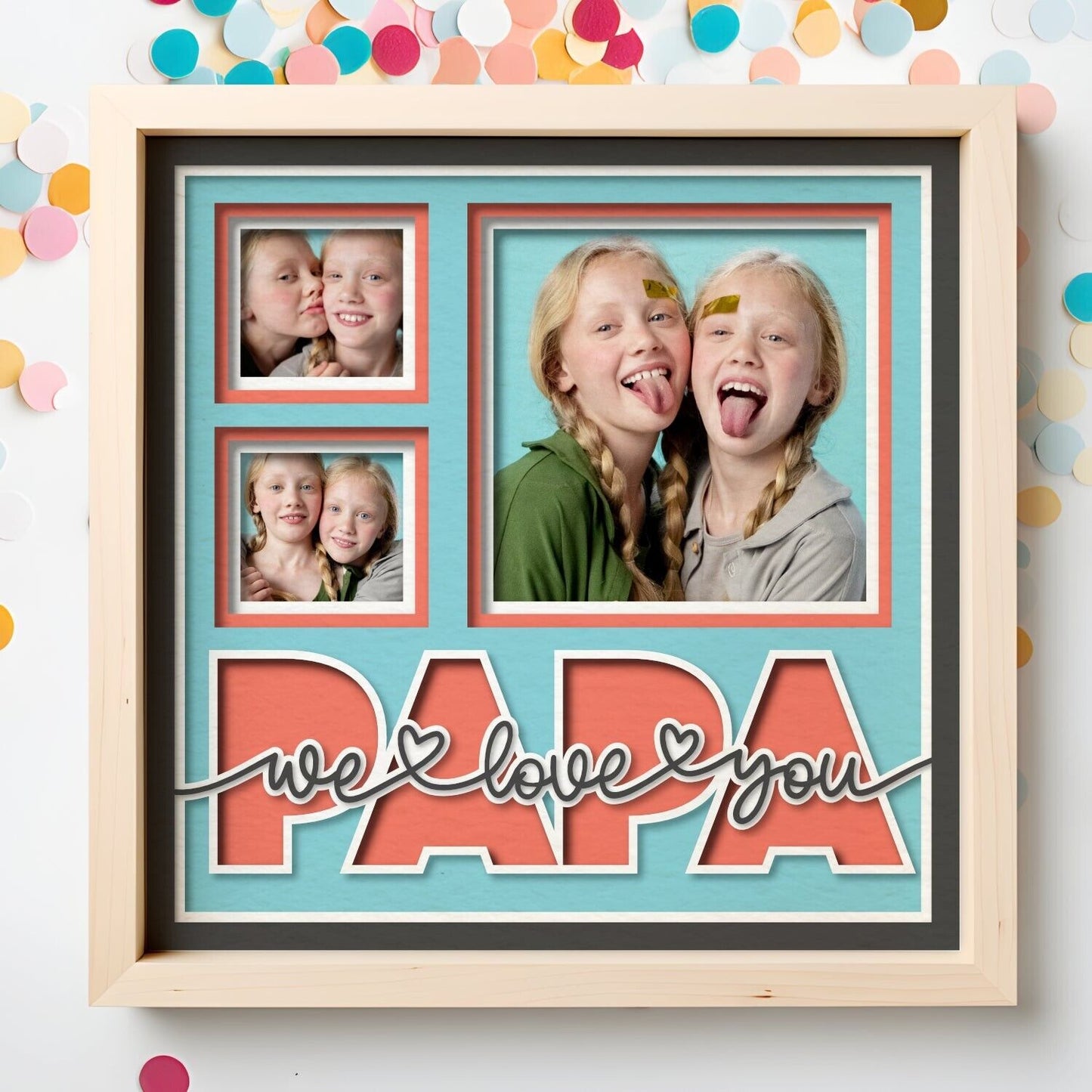 I / We Love you Papa - 9 x 9 Inch photo Frame - 1, 2, 3 or 6 photos