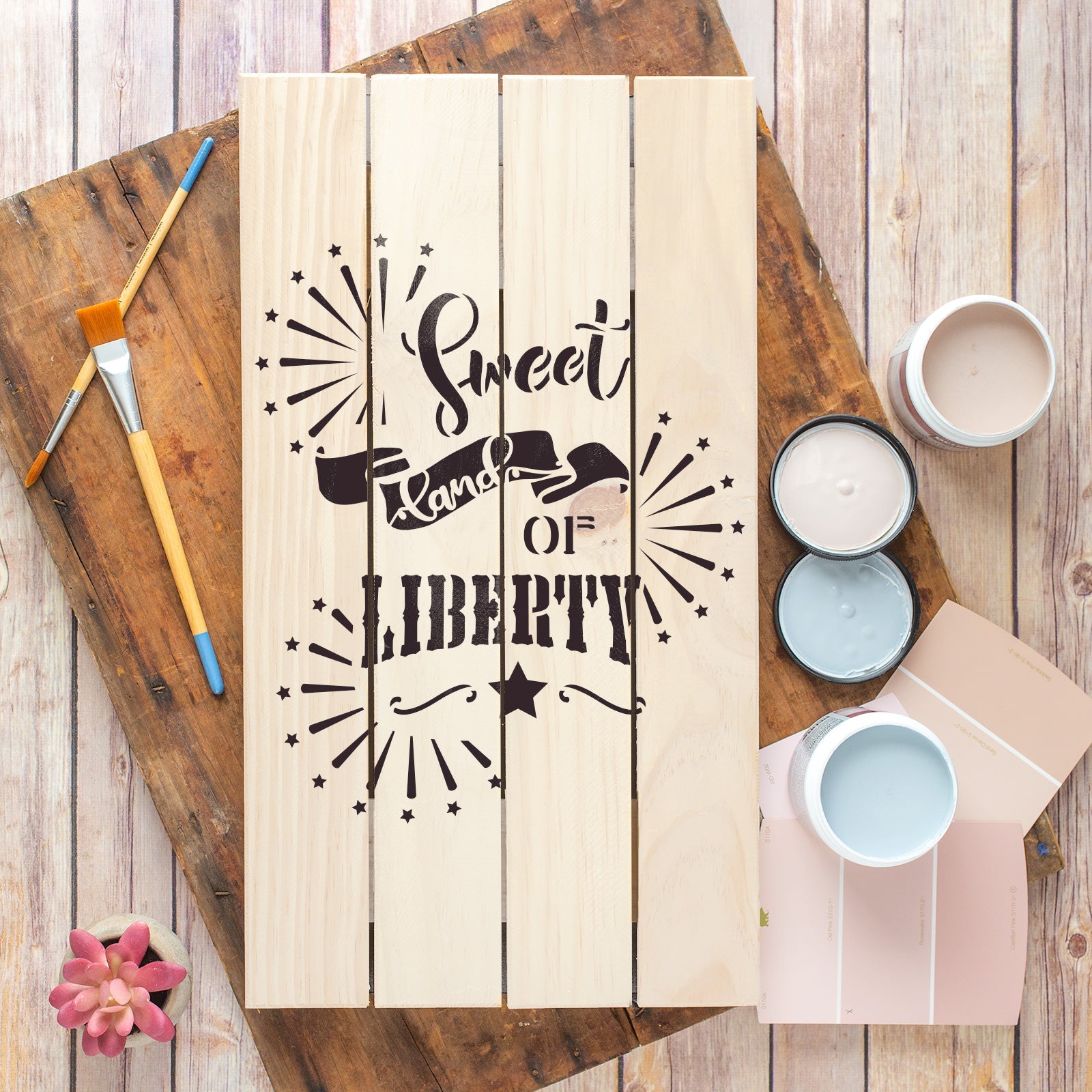 Sweet Land Of Liberty Fireworks Stencil