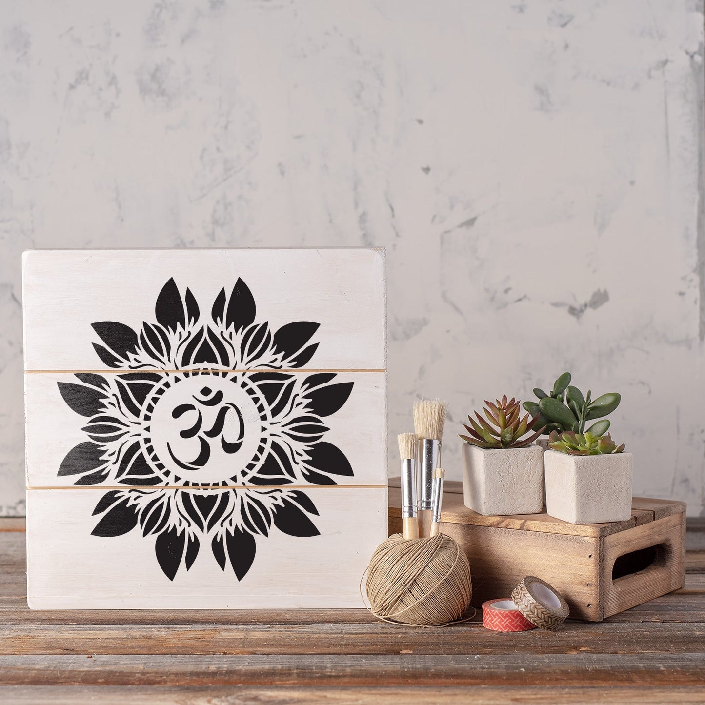 Om Flower Mandala Stencil