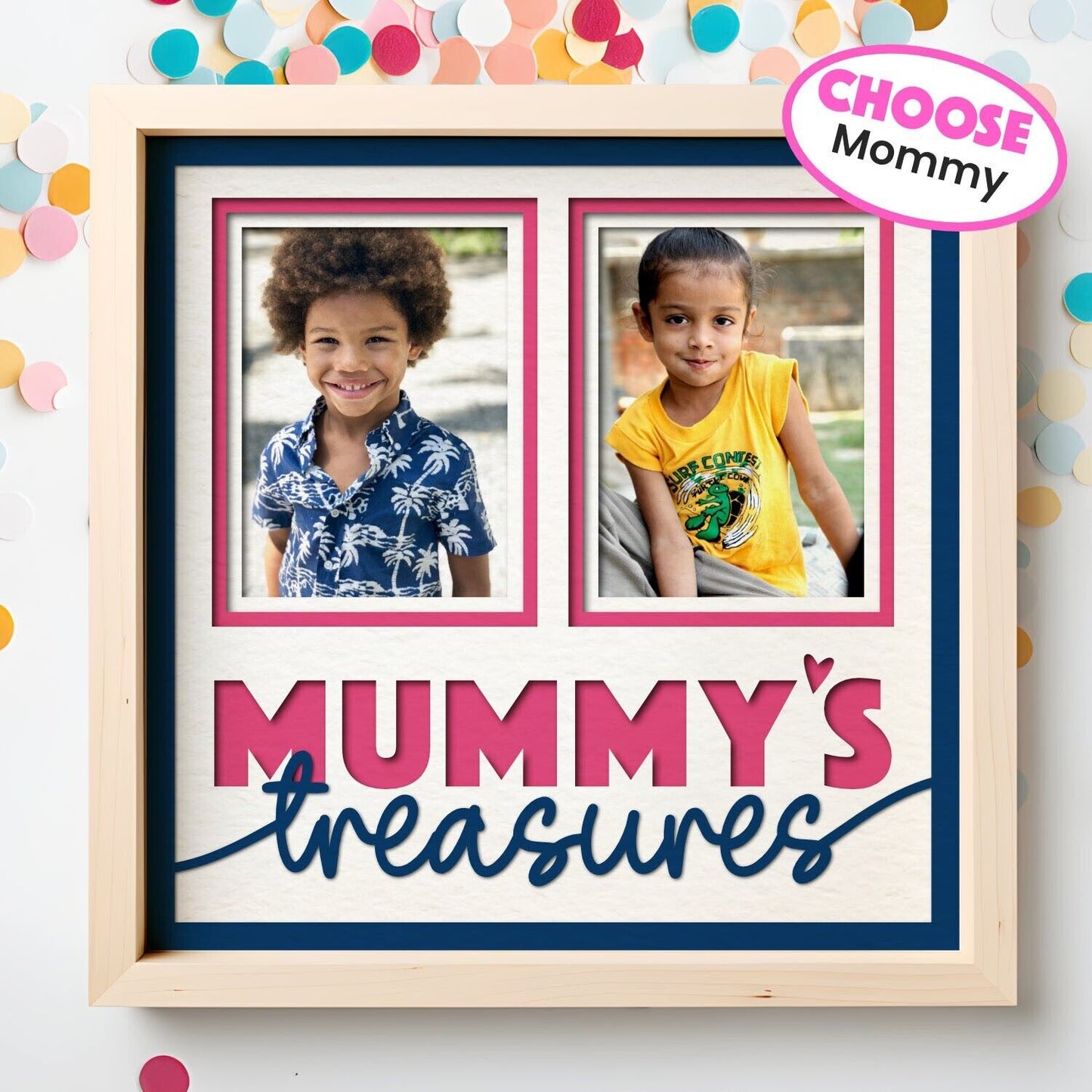 Mummys Treasures - 9 x 9 Inch photo Frame - 1, 2, 3 or 6 photos / Multi Colour