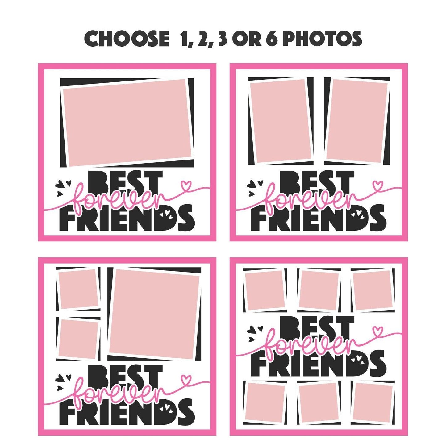 Best Freinds - 9 x 9 Inch photo Frame - 1, 2, 3 or 6 photos / Multi Colour