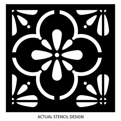 Tazma Floral Tile Stencil