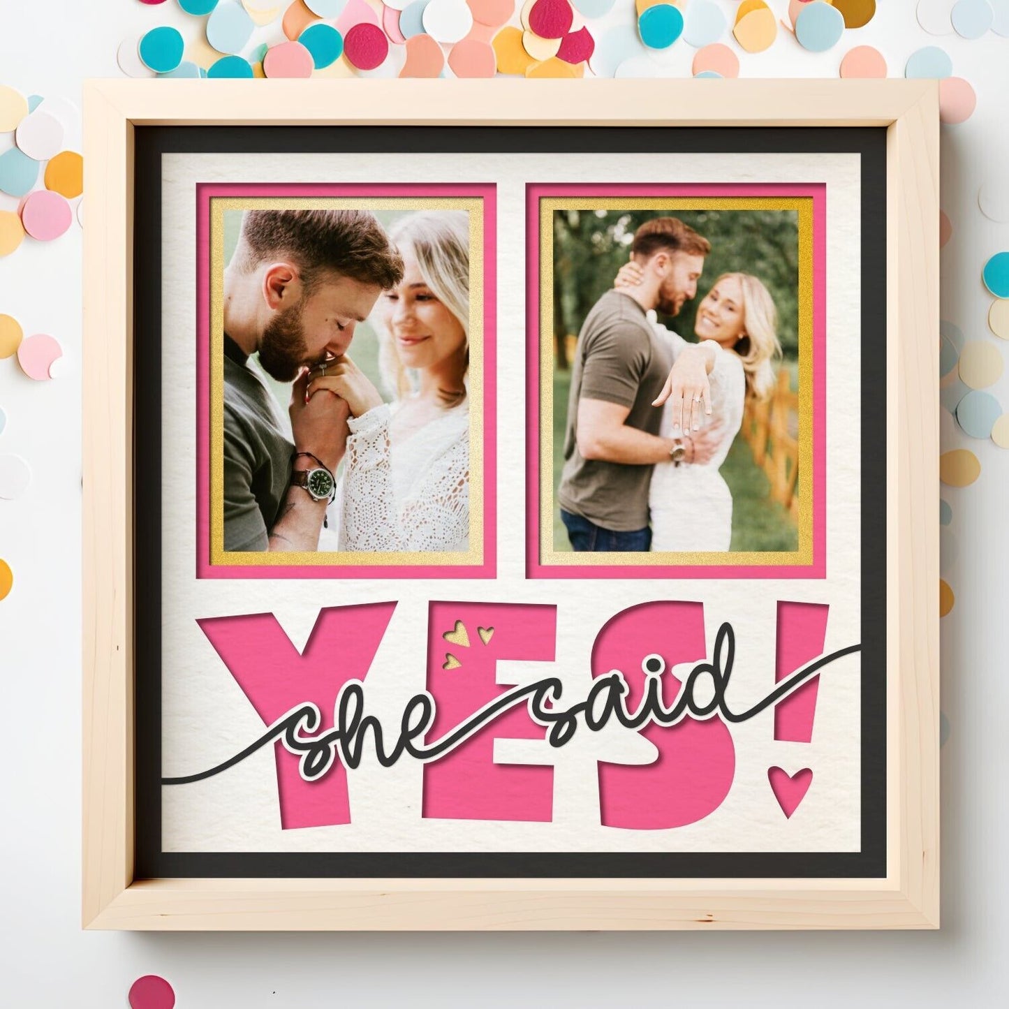 She / We Said Yes - 9 x 9 Inch photo Frame - 1, 2, 3 or 6 photos / Multi Colour