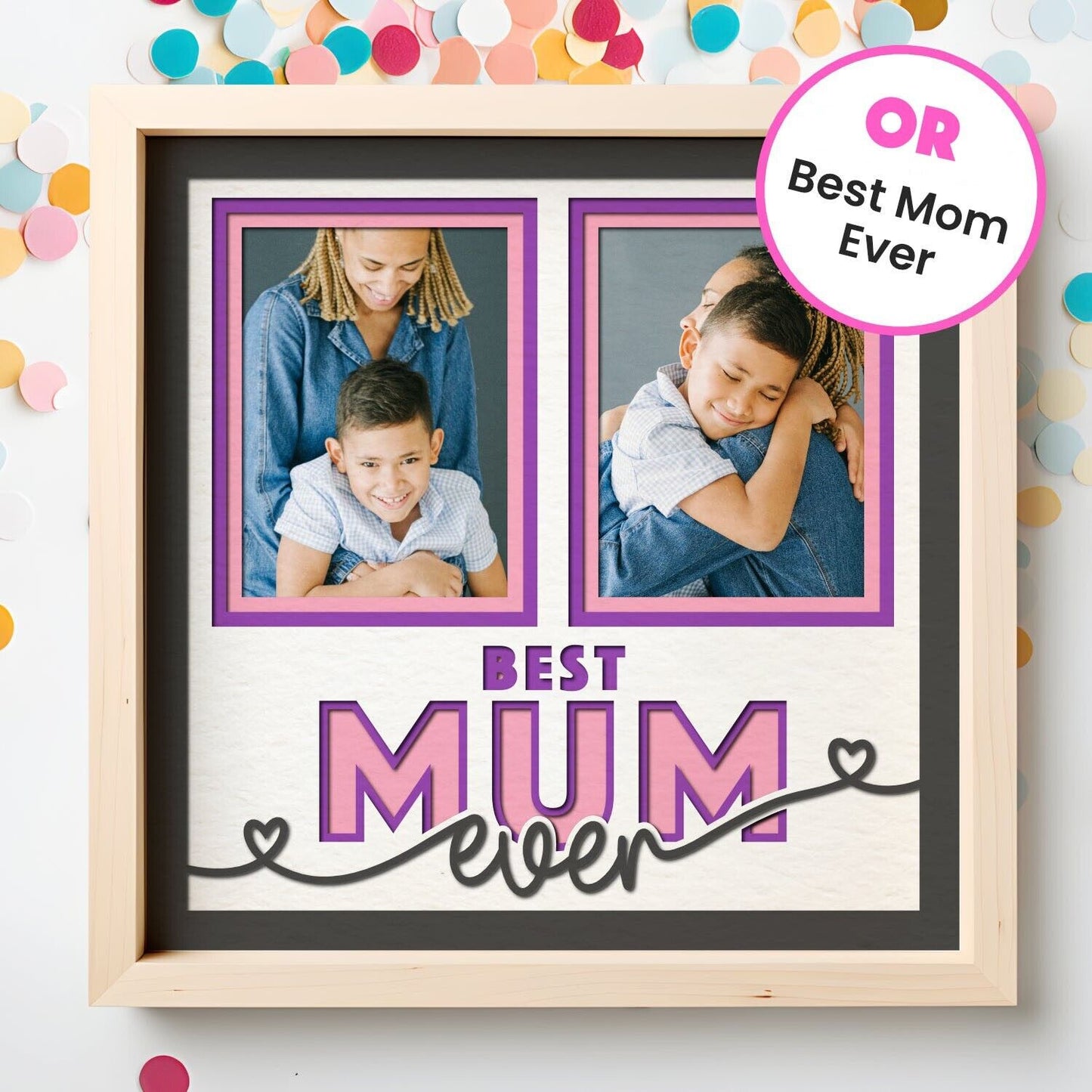 Best Mom Ever - 9 x 9 Inch photo Frame - 1, 2, 3 or 6 photos / Multi Colour