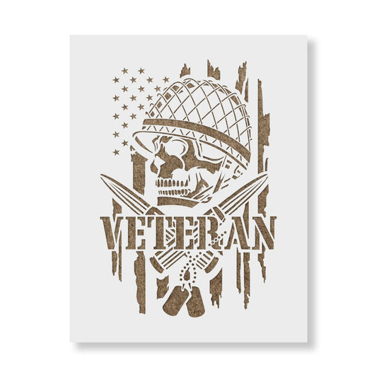 Veteran Skull American Flag Stencil