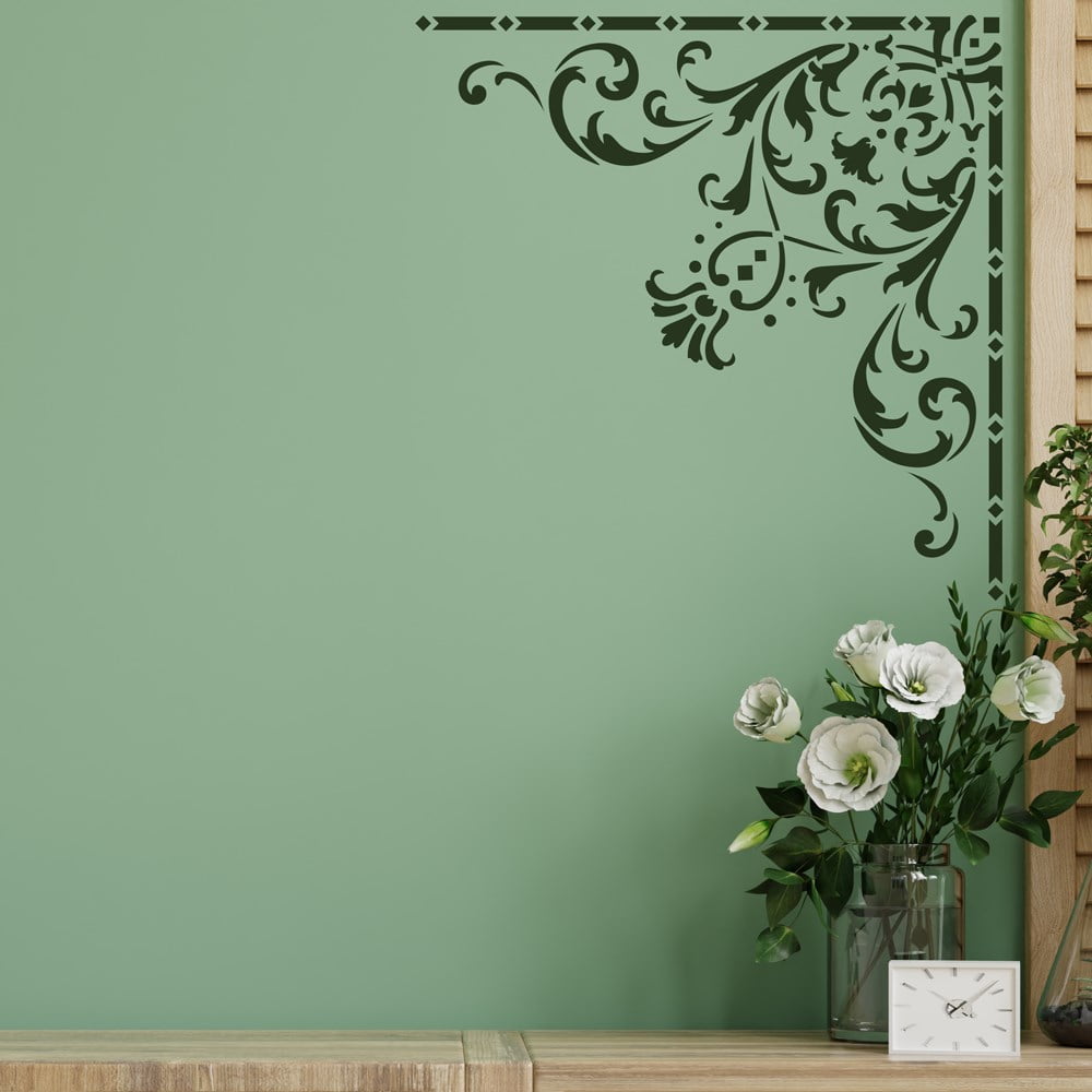 Diamond Damask Corner Stencil