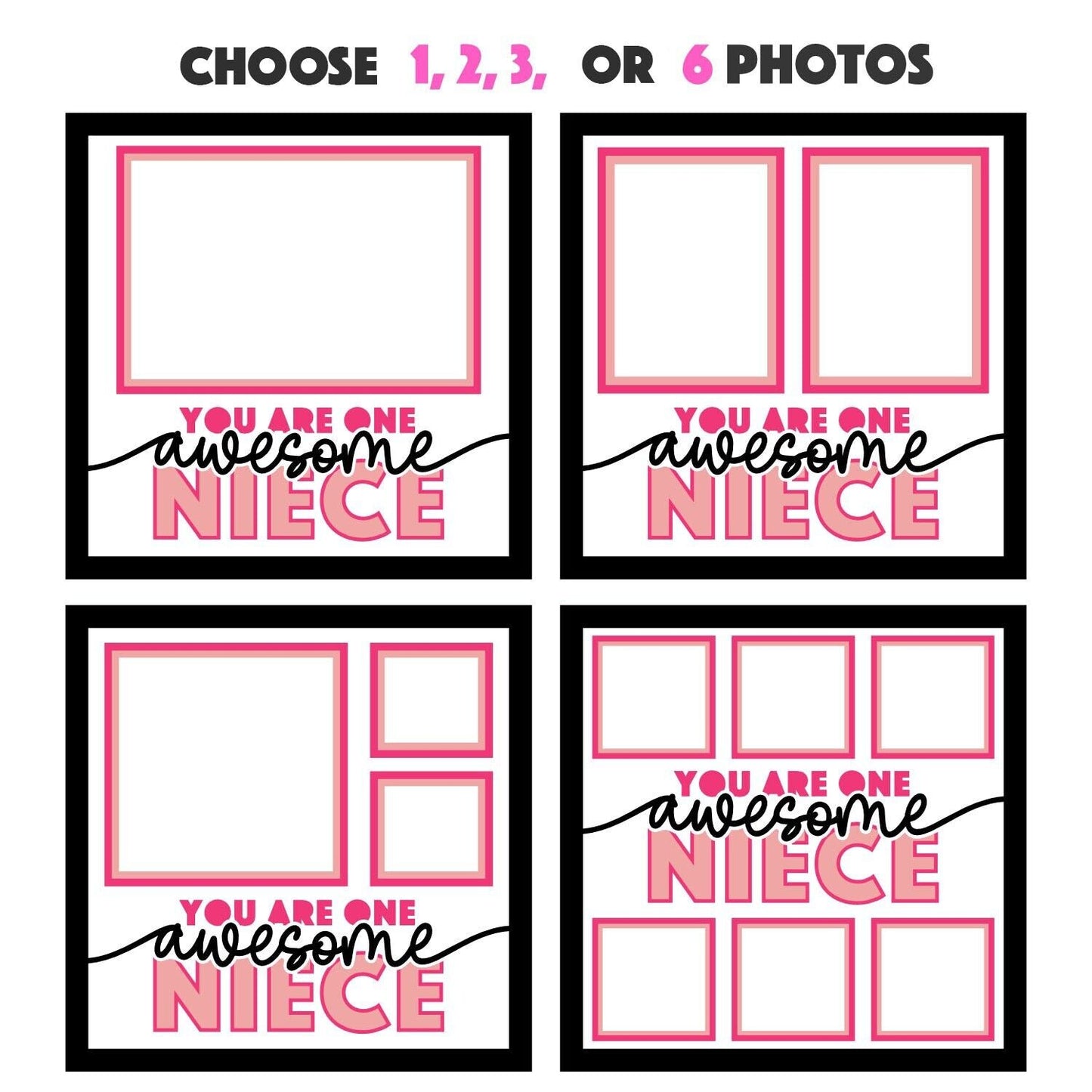 Awesome Niece - 9 x 9 Inch photo Frame - 1, 2, 3 or 6 photos / Multi Colour