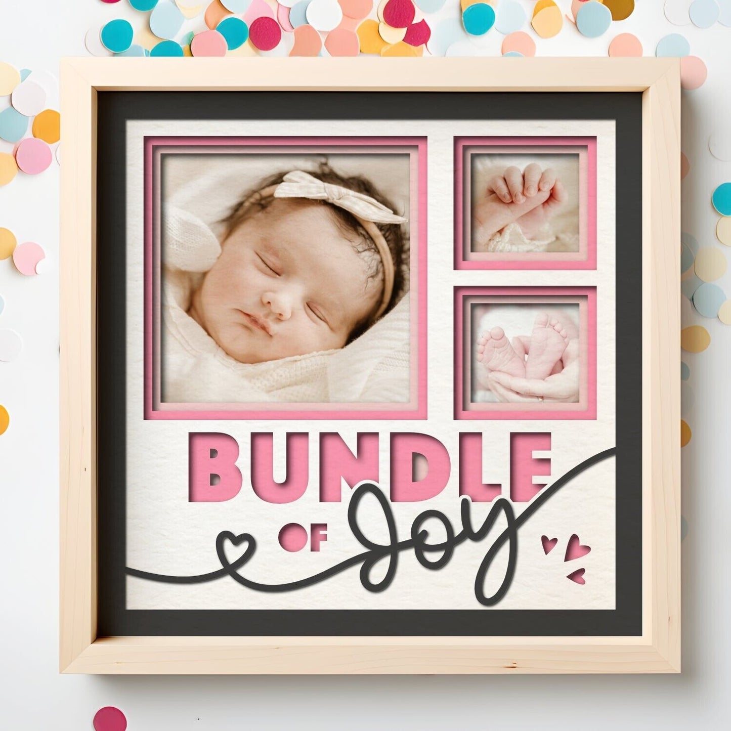 Bundle of Joy - 9 x 9 Inch photo Frame - 1, 2, 3 or 6 photos / Multi Colour