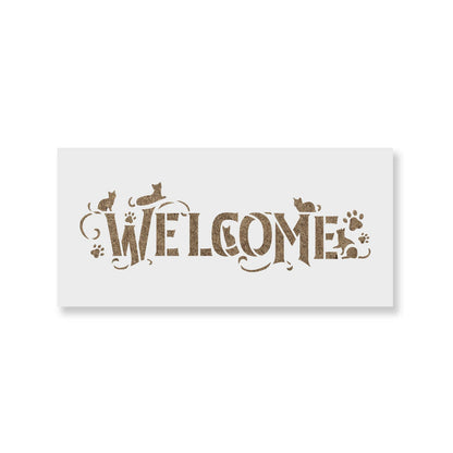 Welcome Cat Sign Stencil