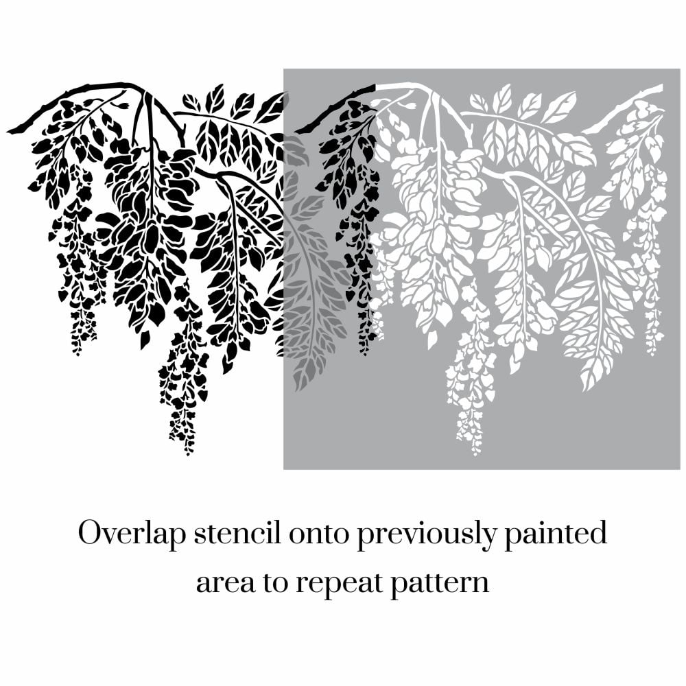 Detailed Wisteria Branch Stencil