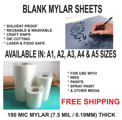 A5 Blank Mylar Sheets (15x21cm) - 190 Micron Thick