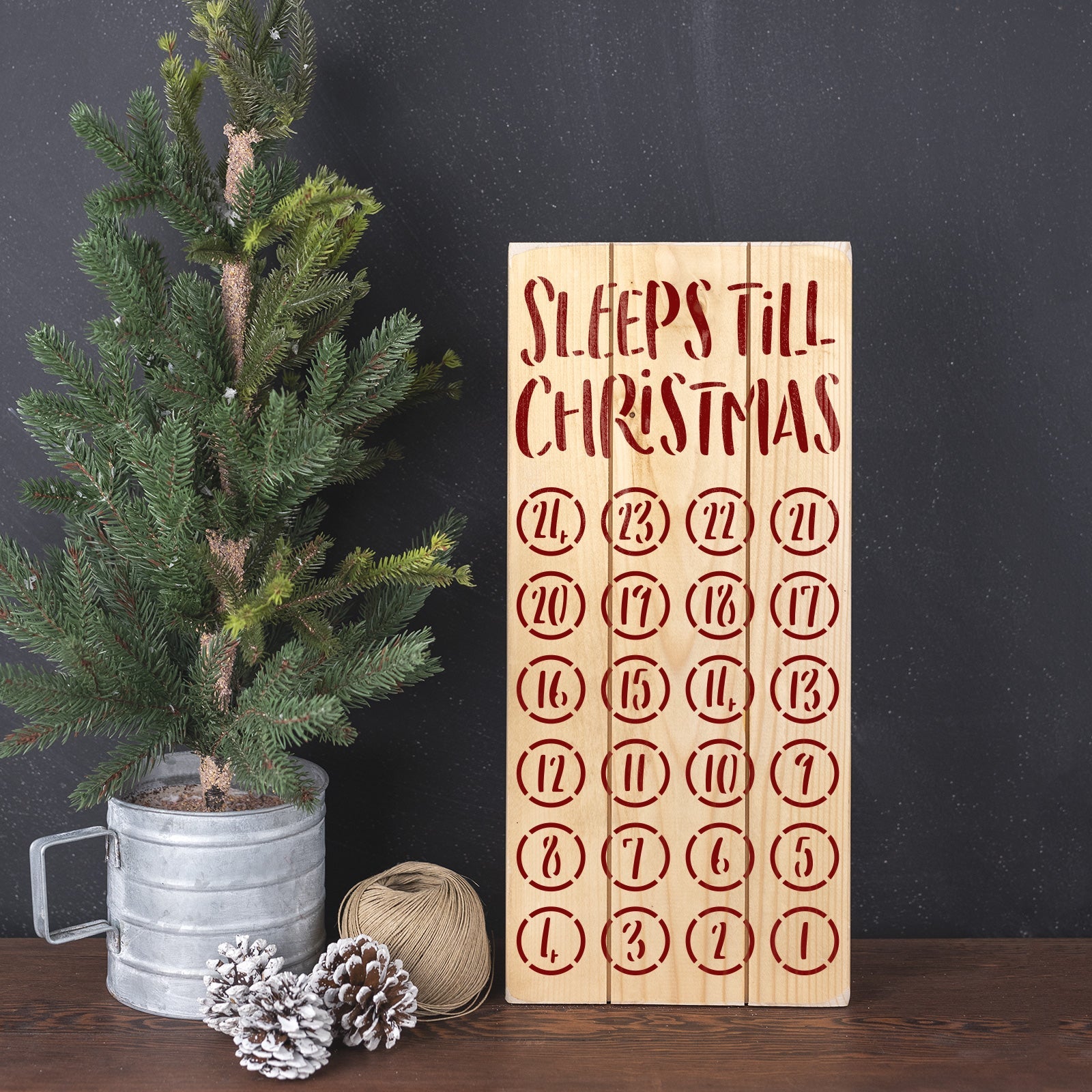 Sleeps Till Christmas Circles Stencil