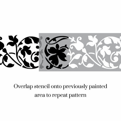 Francia Floral Border Stencil